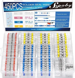 450PCS Solder Seal Wire Connector Self Soldering Heat Shrink Butt Connector 450PCS Solder Seal Wire Connector Self Soldering Heat Shrink Butt Connector