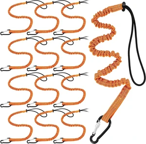 12 Pack Tool Lanyard with Single Metal Buckle and Adjustable Loop End, Standard Length, Maximum Weight Limit 8KG/ 17.6lb, with Aluminum Screw Lock, Retractable Shock Cord Stopper (Orange) 12 Pack Tool Lanyard with Single Metal Buckle and Adjustable Loop End, Standard Length, Maximum Weight Limit 8KG/ 17.6lb, with Aluminum Screw Lock, Retractable Shock Cord Stopper (Orange)