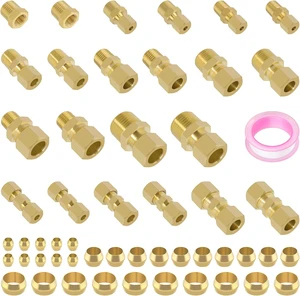 53 Pcs Brass Compression Fittings Assortment Kit, 1/8" 3/16" 1/4" 3/8" 1/2" OD Tube & NPT Thread Compression Union Fittings Connectors & Compression Sleeves Ferrules 53 Pcs Brass Compression Fittings Assortment Kit, 1/8" 3/16" 1/4" 3/8" 1/2" OD Tube & NPT Thread Compression Union Fittings Connectors & Compression Sleeves Ferrules