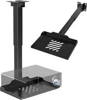 Projector Ceiling Mount with Tray, Adjustable Universal Bracket, Black Projector Ceiling Mount with Tray, Adjustable Universal Bracket, Black