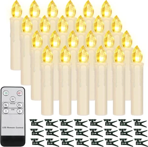 24PCS Flameless Christmas Tree Candles with Remote Timer, Ivory 24PCS Flameless Christmas Tree Candles with Remote Timer, Ivory