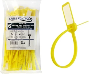 Write-On Flag Identification Zip Ties 6 Inch 100 Pcs Yellow Write-On Flag Identification Zip Ties 6 Inch 100 Pcs Yellow
