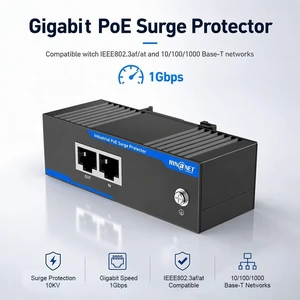 Gigabit PoE+ Ethernet Surge Protector 10KV Industrial Lightning Suppressor Gigabit PoE+ Ethernet Surge Protector 10KV Industrial Lightning Suppressor