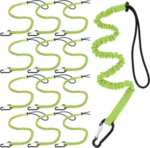 12 Pack Tool Lanyard with Single Metal Buckle and Adjustable Loop End, Standard Length, Maximum Weight Limit 8KG/ 17.6lb, with Aluminum Screw Lock, Retractable Shock Cord Stopper (Green) 12 Pack Tool Lanyard with Single Metal Buckle and Adjustable Loop End, Standard Length, Maximum Weight Limit 8KG/ 17.6lb, with Aluminum Screw Lock, Retractable Shock Cord Stopper (Green)