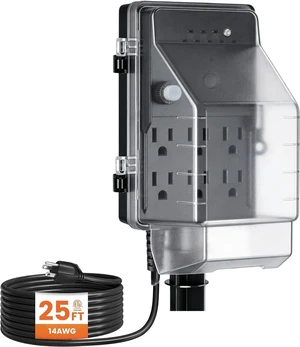 Outdoor Power Stake Timer with Photocell, Dusk to Dawn Outdoor Power Stake Timer with Photocell, Dusk to Dawn