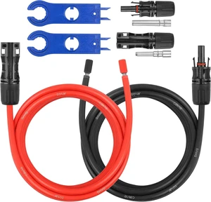 8AWG Solar Extension Panel Cable - 10FT Solar Wire with Waterproof Female and Male Connector and Solar Panel Adaptor Kit Tool PV Wire for RV, Home, Boat, Solar Panels(10feet Red + 10feet Black) 8AWG Solar Extension Panel Cable - 10FT Solar Wire with Waterproof Female and Male Connector and Solar Panel Adaptor Kit Tool PV Wire for RV, Home, Boat, Solar Panels(10feet Red + 10feet Black)