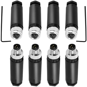 M8 3-Pin Male & Female Aviation Wire Connector, Waterproof IP67 Panel Mount Connector, 8mm Industrial Circular Sensor Interface, A-Coded, Durable for Outdoor Use, 8-Pack M8 3-Pin Male & Female Aviation Wire Connector, Waterproof IP67 Panel Mount Connector, 8mm Industrial Circular Sensor Interface, A-Coded, Durable for Outdoor Use, 8-Pack