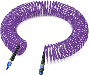 1/4" x 50FT Polyurethane Recoil Air Hose with AMT Universal Coupler, Purple 1/4" x 50FT Polyurethane Recoil Air Hose with AMT Universal Coupler, Purple