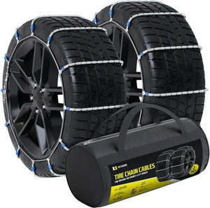 Tire Chain Cables For Snow & Ice, Fits Passenger Cars & Some SUVs, Constructed to Provide Maximum Traction & Grip - Set of 2 (X-Small) Tire Chain Cables For Snow & Ice, Fits Passenger Cars & Some SUVs, Constructed to Provide Maximum Traction & Grip - Set of 2 (X-Small)