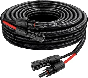 Solar Cable 10FT, 8AWG Solar Extension Cable with Male & Female Solar Connectors, Flame-Retardant Protective Sleeving Solar Panel Cable, Weatherproof PV Wire for Solar Panel Connection Solar Cable 10FT, 8AWG Solar Extension Cable with Male & Female Solar Connectors, Flame-Retardant Protective Sleeving Solar Panel Cable, Weatherproof PV Wire for Solar Panel Connection