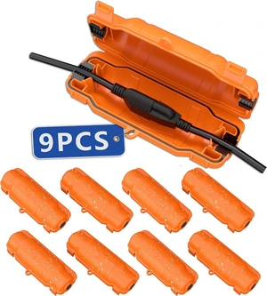 9 Pack Outdoor Extension Cord Safety Cover, Waterproof, Orange 9 Pack Outdoor Extension Cord Safety Cover, Waterproof, Orange