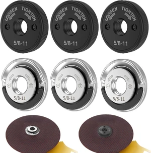 6 Pack 5/8"-11 Angle Grinder Flange Nuts No Wrench Quick Release Locking Kit D-Ring & Knurled Arbor Nut for Cutting & Grinding Discs Heavy Duty Self-Locking for 4-1/2" 5" 7" 9" Grinders 6 Pack 5/8"-11 Angle Grinder Flange Nuts No Wrench Quick Release Locking Kit D-Ring & Knurled Arbor Nut for Cutting & Grinding Discs Heavy Duty Self-Locking for 4-1/2" 5" 7" 9" Grinders