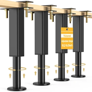 4 PCS Adjustable Height Bed Support Legs, 10.2-16.5 in Metal Bed Risers 4 PCS Adjustable Height Bed Support Legs, 10.2-16.5 in Metal Bed Risers