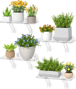 6" Extra Wide & Strong Window Plant Shelves with Suction Cup 4 Pack 6" Extra Wide & Strong Window Plant Shelves with Suction Cup 4 Pack
