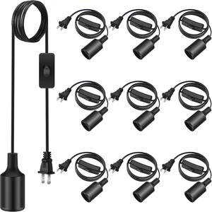 10 Pack Pendant Light Cord with Switch for E26 E27, Black, 15 Feet 10 Pack Pendant Light Cord with Switch for E26 E27, Black, 15 Feet