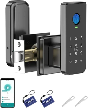 Smart Fingerprint Door Lock, 5-in-1 Fingerprint Door Knob, Black Smart Fingerprint Door Lock, 5-in-1 Fingerprint Door Knob, Black