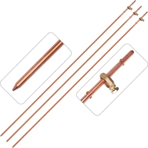 3 Pack Grounding Rod with Clamp 4 Feet Long Copper Electrical Ground Rod for Electric Fences Satellite Dishes Generator Grounding Earthing ((Set of 3) 3/8 x 4 Feet Ground Rod Kit) 3 Pack Grounding Rod with Clamp 4 Feet Long Copper Electrical Ground Rod for Electric Fences Satellite Dishes Generator Grounding Earthing ((Set of 3) 3/8 x 4 Feet Ground Rod Kit)