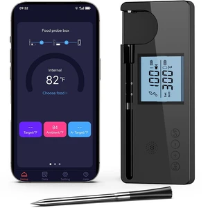 Meat Thermometer Digital Wireless with 800ft Range, Bluetooth 5.3 Food Thermometer with Dual-Temperature Probe, LCD Display and App&Case Setting for Grilling Smoking Cooking Meat Thermometer Digital Wireless with 800ft Range, Bluetooth 5.3 Food Thermometer with Dual-Temperature Probe, LCD Display and App&Case Setting for Grilling Smoking Cooking