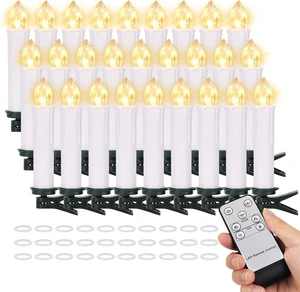 30PCS Flameless LED Taper Candles Battery Operated Christmas Tree Candle Lights With Remote Timer, Flickering Flame Mini Clip on Candles For Christmas Trees Garden Parties Home Decor (White) 30PCS Flameless LED Taper Candles Battery Operated Christmas Tree Candle Lights With Remote Timer, Flickering Flame Mini Clip on Candles For Christmas Trees Garden Parties Home Decor (White)