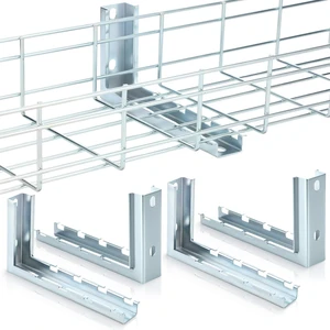 4 Pcs 8" L Bracket for Wire Mesh Cable Tray, Wall Mount Zinc Plated 4 Pcs 8" L Bracket for Wire Mesh Cable Tray, Wall Mount Zinc Plated