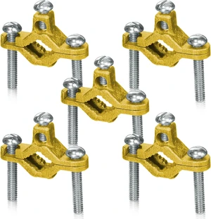 Direct Burial Copper Ground Pipe Clamps (½"-1"), 5/16x18 Thread, 2-5" Wire Range for Connecting Grounding Electrodes to Copper Tubing & Pipe Direct Burial Copper Ground Pipe Clamps (½"-1"), 5/16x18 Thread, 2-5" Wire Range for Connecting Grounding Electrodes to Copper Tubing & Pipe
