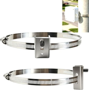 4-Pack Pole Mount Bracket, 304 SS Sign Mount for Solar, Fence, 5.9"-15.7" 4-Pack Pole Mount Bracket, 304 SS Sign Mount for Solar, Fence, 5.9"-15.7"