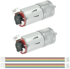 2Pcs Gear Motor with Encoder DC 12V 100RPM Gear Ratio 1:45 D Shaft Metal Encoder Gear Motor Silver for Smart car/Robot RC Model DIY Engine 2Pcs Gear Motor with Encoder DC 12V 100RPM Gear Ratio 1:45 D Shaft Metal Encoder Gear Motor Silver for Smart car/Robot RC Model DIY Engine