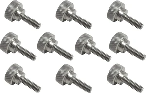 10 Pack 1/4-20 x 3/4 Inch Threads 303 Stainless Steel Diamond Knurled Thumb Screws Knobs with Straight Shoulders Right-Hand Threads SAE Flat Tip Uncoated 10 Pack 1/4-20 x 3/4 Inch Threads 303 Stainless Steel Diamond Knurled Thumb Screws Knobs with Straight Shoulders Right-Hand Threads SAE Flat Tip Uncoated