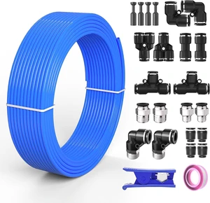 1/2 OD Inch Air Line Hose Tubing Kit Poly Airline Blue 1/2 OD Inch Air Line Hose Tubing Kit Poly Airline Blue