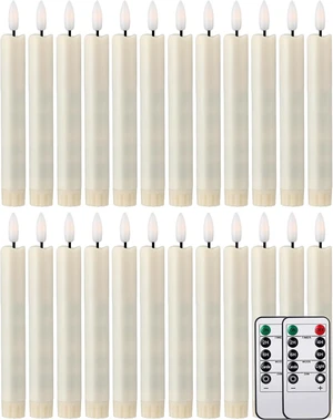 24 Pieces 6.5" Flameless LED Taper Candles with Remote Timer, Ivory 24 Pieces 6.5" Flameless LED Taper Candles with Remote Timer, Ivory