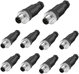 10Pcs M12 5-Pin Male Aviation Connector Industrial A-Code Plug Waterproof 10Pcs M12 5-Pin Male Aviation Connector Industrial A-Code Plug Waterproof