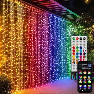 300 LED Curtain String Lights, RGB Color Changing Christmas Fairy Lights for Bedroom with Remote & APP Control, Waterproof Smart Window Lights Party Wedding Garden Wall Decor 300 LED Curtain String Lights, RGB Color Changing Christmas Fairy Lights for Bedroom with Remote & APP Control, Waterproof Smart Window Lights Party Wedding Garden Wall Decor