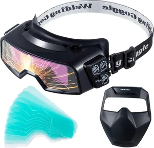 Auto Darkening Welding Goggles, Wide Rang Shade 4/5-9/9-13, Welding Glasses with Welder Mask and 10 Replacement Lenses, Adjustable Sensitivity work for TIG MIG ARC Plasma Cutting Auto Darkening Welding Goggles, Wide Rang Shade 4/5-9/9-13, Welding Glasses with Welder Mask and 10 Replacement Lenses, Adjustable Sensitivity work for TIG MIG ARC Plasma Cutting