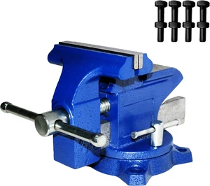 Bench Vise 4.5 Inch Jaw Width 3.3 Inch Jaw Opening Home Vise - Secure Grip with 240° Swivel Base Home Vise Rotation Base - Assembled with a Combination of Heavy Duty Cast Iron and Steel - Blue Bench Vise 4.5 Inch Jaw Width 3.3 Inch Jaw Opening Home Vise - Secure Grip with 240° Swivel Base Home Vise Rotation Base - Assembled with a Combination of Heavy Duty Cast Iron and Steel - Blue