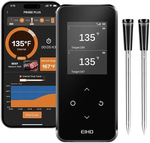 Wireless Bluetooth Meat Thermometer, 2 Ultra-Thin Probes, Smart Base, 600FT Wireless Bluetooth Meat Thermometer, 2 Ultra-Thin Probes, Smart Base, 600FT