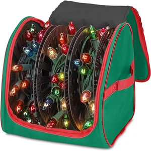Premium Christmas Light Storage Bag Heavy-Duty 600D Tear-Proof Material with Reinforced Handles Includes 3 Reels, Stores up to 375 Ft of Mini Lights & Extension Cords Green with PVC Lining Premium Christmas Light Storage Bag Heavy-Duty 600D Tear-Proof Material with Reinforced Handles Includes 3 Reels, Stores up to 375 Ft of Mini Lights & Extension Cords Green with PVC Lining