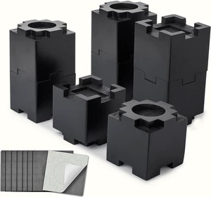 Wood Bed Risers with Non-Slip Rubber Pad, Stackable Furniture Risers Lift Heights 3.5 or 7 Inch Heavy Duty Risers for Sofa, Table, Couch Chair (8 Pack, Black) Wood Bed Risers with Non-Slip Rubber Pad, Stackable Furniture Risers Lift Heights 3.5 or 7 Inch Heavy Duty Risers for Sofa, Table, Couch Chair (8 Pack, Black)