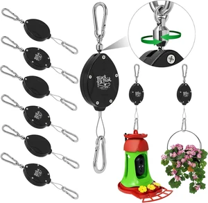 Plant Pulleys for Hanging Plants, Heavy Duty Retractable Hangers, 304 Stainless Steel Rope, Auto Plant Holder, Adjustable Climbing Hook for Garden Baskets Watering, or Bird Feeders (Black-6) Plant Pulleys for Hanging Plants, Heavy Duty Retractable Hangers, 304 Stainless Steel Rope, Auto Plant Holder, Adjustable Climbing Hook for Garden Baskets Watering, or Bird Feeders (Black-6)