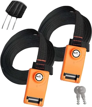 2 Pack Lockable Tie Down Strap, with 3 Stainless Steel Cables, for Lashing Locking Kayak, Bike, Surfboard, 10 Feet Each 2 Pack Lockable Tie Down Strap, with 3 Stainless Steel Cables, for Lashing Locking Kayak, Bike, Surfboard, 10 Feet Each