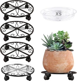 5 Pack Plant Caddy with Wheels Heavy Duty 12 Inches Metal Plant Stand on Wheels Plant dolly Rolling Plant Stand Plant Roller with Casters for Indoor and Outdoor with 5 Pack Plant Saucers, Black 5 Pack Plant Caddy with Wheels Heavy Duty 12 Inches Metal Plant Stand on Wheels Plant dolly Rolling Plant Stand Plant Roller with Casters for Indoor and Outdoor with 5 Pack Plant Saucers, Black