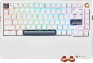 Wireless Mechanical Keyboard with Knob & Wrist Rest, Hot Swap Gasket Custom Structure, Creamy Pre-lubed Tactile Switches, RGB Backlit, Bluetooth/Type-C/2.4G Gaming Keyboard for Win/Mac (White) Wireless Mechanical Keyboard with Knob & Wrist Rest, Hot Swap Gasket Custom Structure, Creamy Pre-lubed Tactile Switches, RGB Backlit, Bluetooth/Type-C/2.4G Gaming Keyboard for Win/Mac (White)