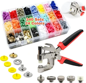 2-in-1 Snap Button Kit - 340Sets Snap Buttons with Fasteners Kit - 300Sets T5(12mm) No-Sew Plastic Snaps + 40Sets 12.5mm Metal Leather Snaps for DIY Sewing, Crafting, Leather, Fabric, Baby Clothes 2-in-1 Snap Button Kit - 340Sets Snap Buttons with Fasteners Kit - 300Sets T5(12mm) No-Sew Plastic Snaps + 40Sets 12.5mm Metal Leather Snaps for DIY Sewing, Crafting, Leather, Fabric, Baby Clothes