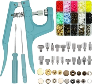 Sewing Snaps Fasteners Kit with Press Pliers Installment Tool, Heavy-Duty Snap Pliers Sets with 4 Size Plastic Metal No-Sew Snap Buttons for Sewing Clothing, Bibs, Rain Coat Crafting DIY Handmade Sewing Snaps Fasteners Kit with Press Pliers Installment Tool, Heavy-Duty Snap Pliers Sets with 4 Size Plastic Metal No-Sew Snap Buttons for Sewing Clothing, Bibs, Rain Coat Crafting DIY Handmade