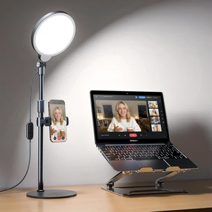 Desk Ring Light with Stand for Computer, 30 Modes Video Conference Lighting Desk Ring Light with Stand for Computer, 30 Modes Video Conference Lighting