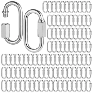 100 Pack M6 1/4 Inch Zinc Alloy Quick Links, D-Shaped Locking Chain Repair Links, Screw Lock Connectors for Chains, Ropes, Pet Leashes 100 Pack M6 1/4 Inch Zinc Alloy Quick Links, D-Shaped Locking Chain Repair Links, Screw Lock Connectors for Chains, Ropes, Pet Leashes
