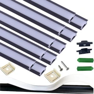 10-Pack 3.3FT Recessed Strip Black Channel With Continuous Silicone Diffuser , Flexible Seamless Milky Cover LED Ribbon Tape Track, Wardrobe Bookcase Cabinet Embedded Aluminum Low Profile (10, Black) 10-Pack 3.3FT Recessed Strip Black Channel With Continuous Silicone Diffuser , Flexible Seamless Milky Cover LED Ribbon Tape Track, Wardrobe Bookcase Cabinet Embedded Aluminum Low Profile (10, Black)