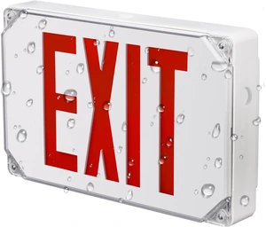Wet Location LED Exit Sign with Battery Backup White Wet Location LED Exit Sign with Battery Backup White