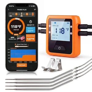 Wireless Digital Meat Thermometer for Grilling, BBQ, Oven & Smoking - 4 Probes, Bluetooth 330ft Range for Turkey, Fish & Beef Wireless Digital Meat Thermometer for Grilling, BBQ, Oven & Smoking - 4 Probes, Bluetooth 330ft Range for Turkey, Fish & Beef