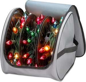 Premium Christmas Light Storage Bag Heavy-Duty 600D Tear-Proof Material with Reinforced Handles Includes 3 Reels, Stores up to 375 Ft of Mini Lights & Extension Cords Grey with PVC Lining Premium Christmas Light Storage Bag Heavy-Duty 600D Tear-Proof Material with Reinforced Handles Includes 3 Reels, Stores up to 375 Ft of Mini Lights & Extension Cords Grey with PVC Lining