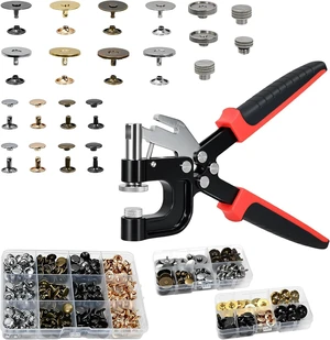 Leather Rivets & Magnetic Snaps Fastener Kit with Installation Plier 160 Sets Double Cap Rivets and 40 Sets Magnetic Buttons for Leatherworking, Bag Repair, Belt Making, Boot Repair Leather Rivets & Magnetic Snaps Fastener Kit with Installation Plier 160 Sets Double Cap Rivets and 40 Sets Magnetic Buttons for Leatherworking, Bag Repair, Belt Making, Boot Repair